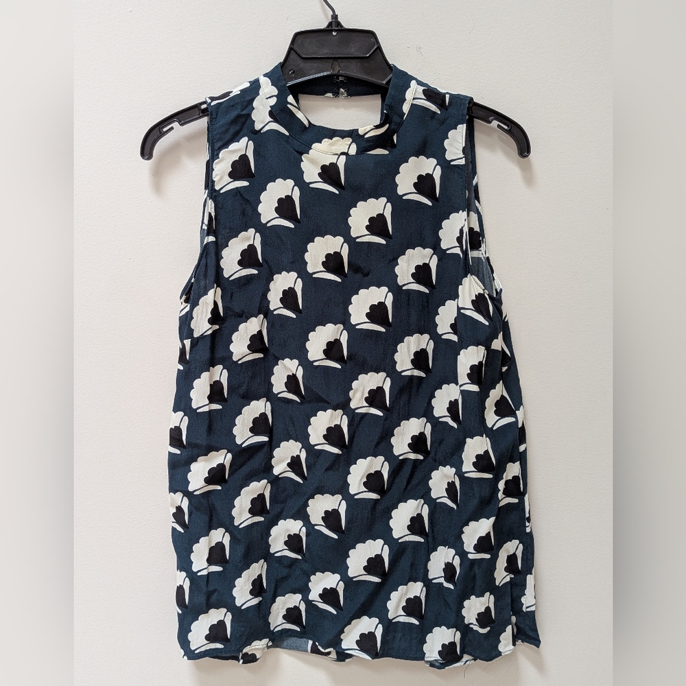 LOFT Sleeveless Blouse Small | Floral Popover Shell | Workwear or Casual Chic